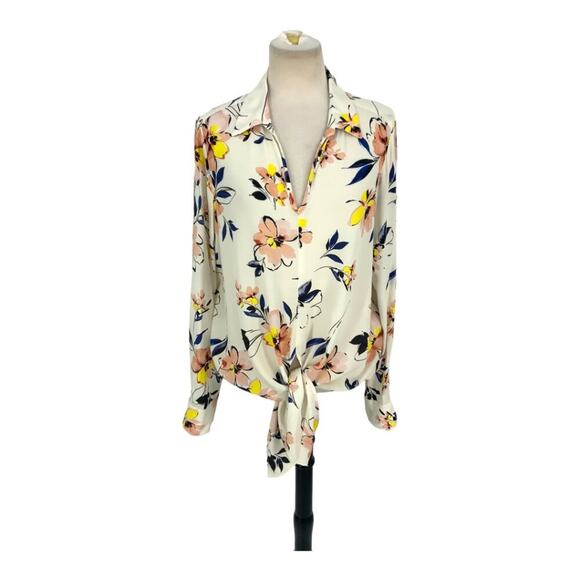 Karen Kane Floral Print Tie Front Top Size Large $149 MSRP - Picture 2 of 9